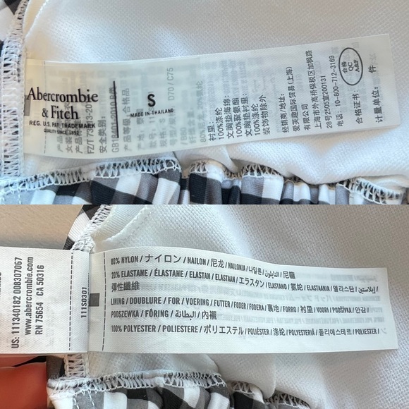 NWOT Abercrombie & Fitch Black White Gingham Racerback Triangle Bikini Top Small - Picture 7 of 9